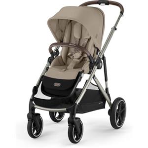 CYBEX Passeggino Gold GAZELLE S, dalla nascita a circa 4 anni, max. 22 kg (modalità singola) / 2x 22 kg (modalità duo), sistema all-in-1 con 20+ configurazioni, Beige mandorla