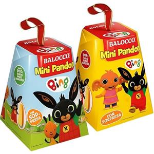 Generico BaIocco Mini Pandoro Junior CONIGLIETTO, Pandorino Classico, Personaggi Assortiti con Sorpresa 80g