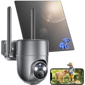 NUASI 4G LTE Telecamera Esterno con SIM, 2K Telecamera con Pannello Solare