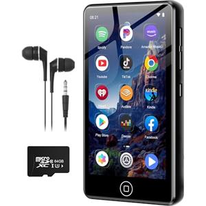 AGXOV 80GB Lettore MP3 con Wi-Fi & Bluetooth, 4,02 pollici touchscreen MP4 Player, Lettore Musicale Android con Spotify, Amazon Music, Deezer, Radio FM, Registratore Vocale, E-book Reader, Nero