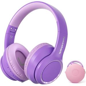 TONOSHARK Cuffie Bluetooth Bambini, Cuffie Antirumore Bambini, 60h Autonomia, Wireless Over-Ear Con Microfono, Pieghevoli, Custodia Inclusa, Per Scuola e Viaggi (Viola)