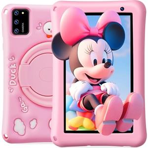 BISAIKASOW Tablet Bambini 7 Pollici, Android 13, 8 GB RAM 64 GB ROM, Tablet Touch Octa-Core, Fotocamera HD 5 MP + 8 MP, Controllo Parentale, Custodia in Silicone Antishock per Bambini (Rosa)