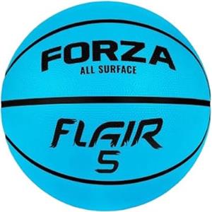FORZA Pallone Da Basket in Gomma Flair | Palla Da Pallacanestro Resistente | Taglia 3,5, 6 & 7 | Eccellente Grip | Utilizzo Indoot & Outdoor (Misura 5 | Blu, Pacco Da 1)