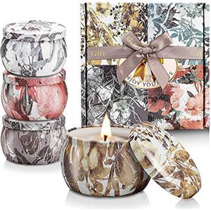 Amorxiao Candele Profumate Set 4 Pezzi Fragranze Candele, 4.4 oz Cera di Soia Candele Set per Aromaterapia Regalo per Donna, Mamma, Alleviare Lo Stress, per San Valentino Compleanno Matrimonio Natale