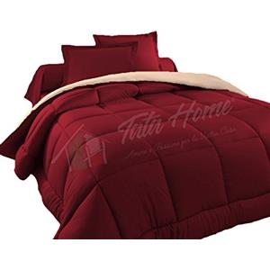 Tata Home Judit Trapunta Tinta Unita Duble Face Invernale Imbottita 350 gr/mq 100% Morbida Microfibra di Poliestere Misura 2 Piazze Letto Matrimoniale 260x260 cm Colore Bordeaux Panna