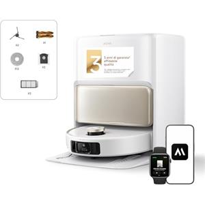 Mova V50 Ultra Complete Robot Aspirapolvere e Lavapavimenti, Potenza di Aspirazione da 24.000 Pa, con Svuotamento Automatico, Lavaggio Termico con Sistema Aoppia Soluzione, Sistema StepMaster, Bianco