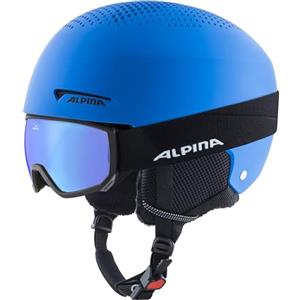 ALPINA Unisex - Bambini, ZUPO SET (+SCARABEO JR) Casco da sci, blue matt, 48-52 cm