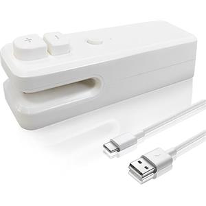 AXYWINBO® Sigillatrice Per Sacchetti,Mini Sigilla Sacchetti Sigillatrice a Caldo 2 in 1 Ricaricabile,Adatto per Sacchetti per la Conservazione Degli Alimenti,Biscotti Snack(Bianco)