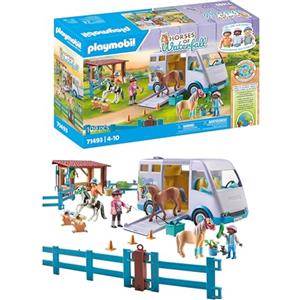 Playmobil Horses of Waterfall 71493 - Set da Gioco Trasporto Cavalli e Stalla con 2 Pony e Accessori, Apprendimento Giocoso dell'Equitazione per Bambini dai 4 Anni