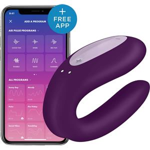Satisfyer Double Joy - vibratore smart impermeabile (viola)