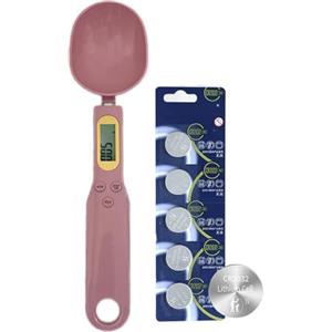 Liuer Cucchiaio Misuratore Digitale con Scala Bilancia 500 g (0,1 g) per Alimenti, Cani, Spezie (Rosa)