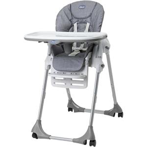 Chicco Polly Easy Seggiolone Pappa Evolutivo per Bambini da 6 Mesi a 3 Anni (15 kg), Seggiolone Reclinabile a Sdraietta con Altezza e Poggiapiedi Regolabili, 4 Ruote, Chiusura Compatta - Grey Melange