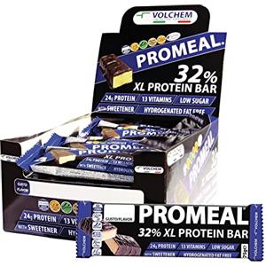 Volchem Promeal Protein 32 XL - Barretta Proteica al 32% con Vitamine, Senza Grassi Idrogenati e Pochi Zuccheri, Gusto Peanut, Scatola da 20 Barrette
