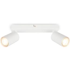 Briloner - Plafoniera LED Soffitto, attacco GU10, max. 9 W, soggiorno, camera da letto, cucina, bagno, faretti led soffitto, applique da parete, 2 Luci, 255x55x155mm (LxLxA), bianco