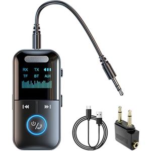 Carehabi Bluetooth 5.4 Trasmettitore Ricevitore 2-in-1, Adattatore Bluetooth per TV, Adattatore con Jack Aux 3,5mm, per per TV PC Amplificatore Auto Telefono Altoparlanti Cuffie