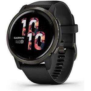 Garmin Venu 2 - Lunetta in acciaio inox color Slate, cassa e cinturino in silicone Black