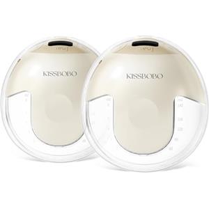 KISSBOBO K5 Tiralatte elettrico doppio,19 livelli 4 modalità, 280 mmHg forte potenza di aspirazione tiralatte a mani libere, indolore estrae latte materno elettrico(Beige 2 pezzi)