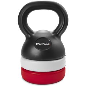 Perfect Fitness Perfect Kettlebell Regolabile con 7 Pesature (1,4-5,4 kg), Impugnatura Ergonomica, Base Piatta per Stabilità e Conservazione, Perfetto per Allenamenti di Forza a Casa