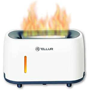 TELLUR Flame Diffusore di Oli Essenziali ad Ultrasuoni, Telecomando, 240ml, Luce LED a Forma di Fiamma (Bianco)