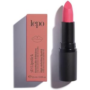 LEPO | 3D Lipstick, Rossetto Alta Definizione N. 107 Geranio, con Cera di Riso e Olio di Jojoba, Colore Intenso e Idratazione Perfetta per Labbra dall'Aspetto Tridimensionale