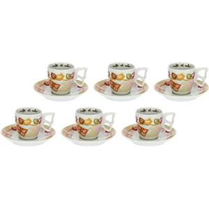 THUN - Set di 6 Tazzine da caffè - Linea Grace, Home Is Where Your Family Is - Cucina, caffè al Volo - Porcellana - Tazzina Ø 6,5 cm; 5,5 cm h; 110 ml; Piattino Ø 11,5 cm