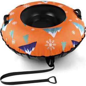 BROTOU Snow Tube - Slittino per slittino, 120 cm, con 2 toppe di riparazione, con manici e rivestimento in tela, slitta gonfiabile per sport invernali all'aperto