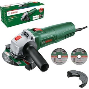 Bosch UniversalGrind 750-115 - Smerigliatrice angolare piccola, 750 W, 3 dischi da taglio dritti, per smerigliatura, taglio, spazzolatura e levigatura, in confezione di cartone