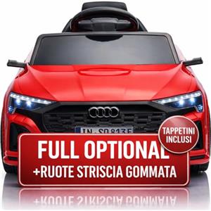 TOYSCAR Auto Macchina Elettrica per Bambini 12V Audi SQ8 e-Tron Sedile Pelle con TAPPETINI Telecomando Cintura di Sicurezza Porte Apribili (Rosso)
