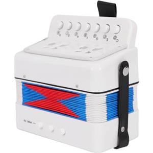 Sunydog Mini fisarmonica a 7 tasti a 2 bassi in materiale ABS strumento musicale per principianti leggero a pulsante fisarmonica coordinazione occhio-mano performance palcoscenico (bianco)