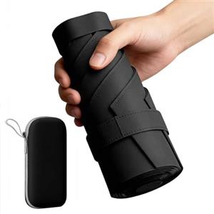 KOSLEOW Ombrello da Sole Compatto Anti UV KOSLEOW - UPF 50+ Ombrello Pieghevole Mini, Ombrellone 6 Bacchette Resistente al Vento, Impermeabile con Custodia - Ombrello da Viaggio per Uomo Donna