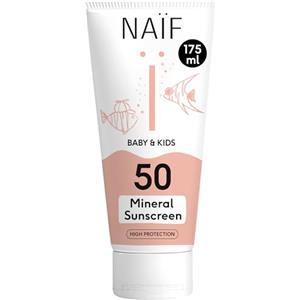 Naïf - Crema solare con formula minerale - per bambini e ragazzi - SPF 50 - Senza octocrilene - Protezione UVA e UVB - Dermatologicamente testata - Rispettosa dell'ambiente e dei coralli - 175ML