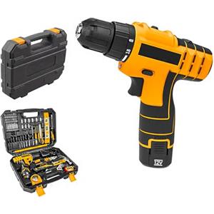 Avilia Trapano a Batteria 12V con 65 Utensili - Valigetta con Avvitatore e Caricabatterie, Ideale per Professionisti e Hobbisti