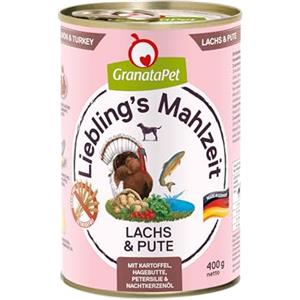 GranataPet Liebling's Mahlzeit Salmone e Tacchino, Cibo Umido per Cani Senza Cereali e Zuccheri Aggiunti, Alimento Completo, 6 x 400 g