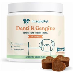 INTEGROPET - Integratore per Pulizia Denti e Gengive Cani Gusto Manzo - Igiene Orale Cane contro Placca, Tartaro e Alito Cattivo