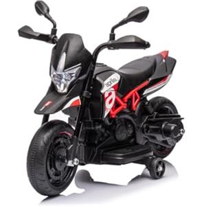 ATAA Moto elettrica per Bambini Aprilia Dorsoduro 6V con Ruote di Supporto, luci LED, clacson, Batteria 6V, Design Realistico e Licenza Ufficiale - età 18 Mesi-3 Anni- Rosso