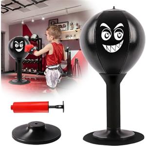 PORFOYO - Mini sacco da pugilato da tavolo, sacco da boxe da scrivania, sacco da pugilato per ufficio, giocattolo da scrivania, sacco da boxe da terra, sacco da pugilato desktop con forti ventose e