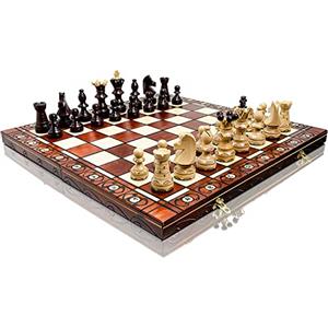Master of Chess Scacchiera in Legno "Ambasciatore DE LUX" 54cm - Fatto a Mano Grandi Scacchiera Portatile - Set di Scacchi Pieghevoli per Bambini e Adulti