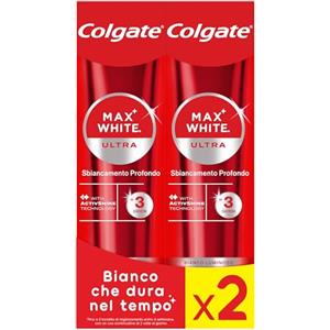 Colgate Dentifricio Sbiancante Max White Ultra Active Foam 50 ml I Denti Più Bianchi in Soli 3 Giorni * I Azione Ossigenata ad Assorbimento Profondo I Clinicamente Testato I Sbiancamento denti