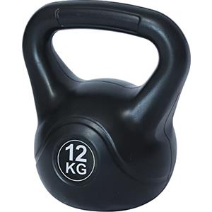 BAKAJI Kettlebell 12 Kg di Peso in PVC e Cemento per Palestra, Fitness, Riabilitazione, Esercizio, Allenamento Forza, Impugnatura Ergonomica Anti-Scivolamento, Fondo Piatto per Maggiore Stabilità