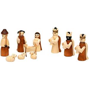 Dekohelden24 Statuine per presepe in legno, set da 10 pezzi, dimensioni (lunghezza x larghezza x altezza): 1,7 x 2,8 x 5 cm.