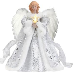 Generico Puntale Con Angelo Per Albero Di Natale, Delicata Parte Superiore Con Pendente A Forma Di Angelo Con Ali Di Piume, Puntale Con Angelo Illuminato Decorazioni Per Albero Di Natale Per Interni (B)