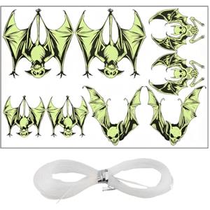 ZKGYUS 8 decorazione di halloween,Adesivi murali bifacciali fosforescenti appesi pipistrelli Halloween decorazioni murali all'aperto