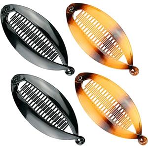 Clyhon 4 Pezzi Banana Clips Banana Fish Clip Capelli, Fermaglio Capelli Donna Clip per Capelli a Banana Pettine Portacoda di Banana per Donne e Ragazze