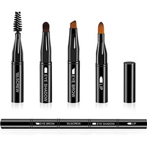 Velony Vacay Set di pennelli da trucco 4 in 1, pennelli da trucco da viaggio, pennelli per ombretti, pennelli per sopracciglia e pennelli per labbra per polvere liquida