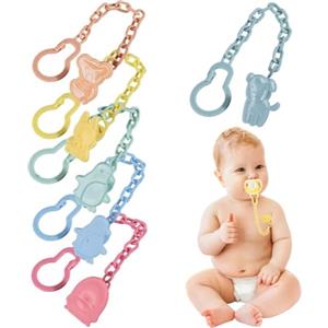KUMSODE 6 Pezzi Catenella Portaciuccio, Catenelle Ciuccio per Ciuccio per Bambini e Bambina, Catenelle Porta Succhietto, per Sedie di Sicurezza Passeggino Seggiolone Culla Ragazzi