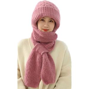 OKSakady 2-in-1 cappello sciarpa integrata di protezione dell'orecchio antivento Cap sciarpa invernale caldo a maglia cappello sciarpa