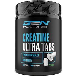 GEN GERMAN ELITE NUTRITION Creatina Ultra Tabs - 300 compresse con 1150 mg di creatina monoidrato pura ciascuna - 100 applicazioni - Premium: Ultrafine + fattore di maglia 200 - Altamente dosata - Vegan