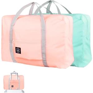 GANILITY Borsa da viaggio pieghevole, borsa per bagagli a mano, borsa per aereo, borsa sportiva, borsa weekender, adatta per sport, palestra, vacanze, Blu, rosa, unisex