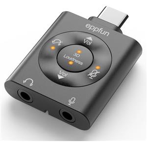 eppfun USB DAC Amplificatore, Scheda Audio USB Esterna Adattatore Jack 3,5mm per Cuffie Microfono Stereo Casse Adapter, Compatibile con PS5 PC