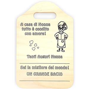 NM Idee Regalo nonna compleanno Idee regali per la nonna o mamma anziana Tagliere Targa Targhetta in legno Personalizzabile per nonna da nipote regali di Natale o Festa dei nonni